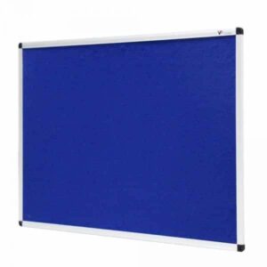 blue felt noticeboard with aluminium frame