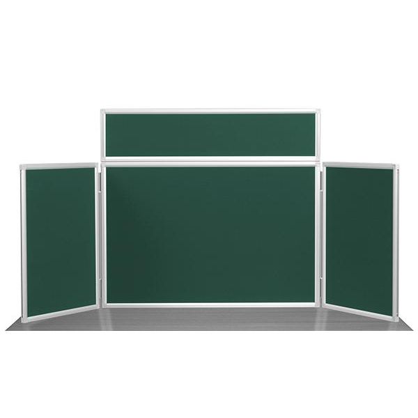 green desk top display stand with white frames