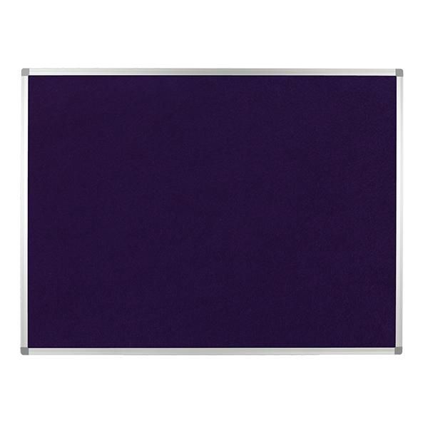purple noticeboard with aluminium frame
