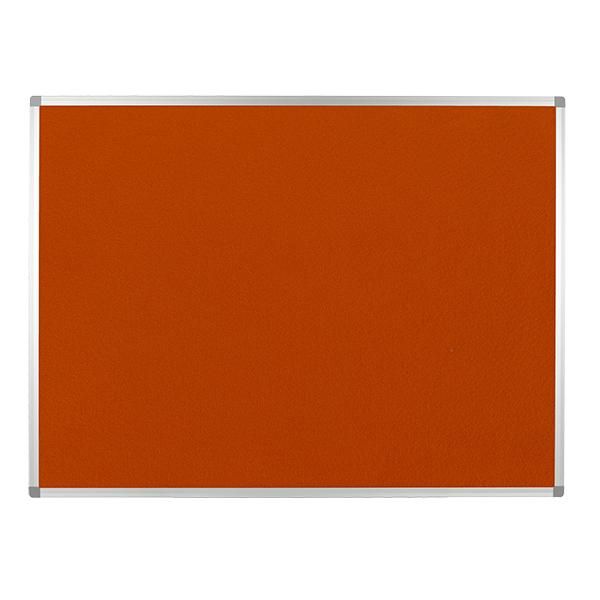 orange noticeboard with aluminium frame