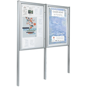 External weatherproof classic noticeboard with posts 60x40 silver frame