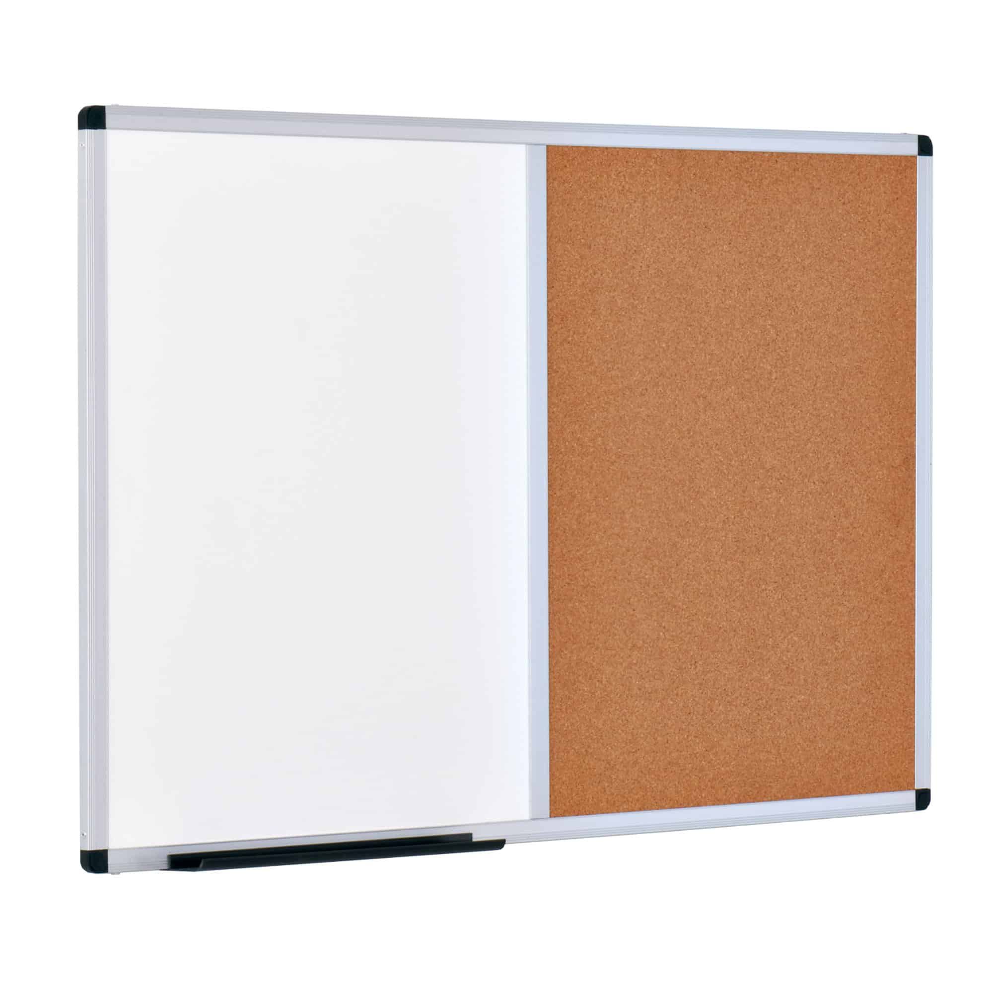 combination magnetic whiteboards with one half cork board