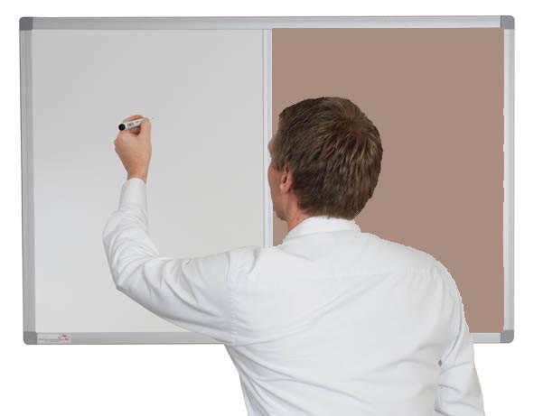 Combination non magnetic whiteboard with corded hessian barley beige