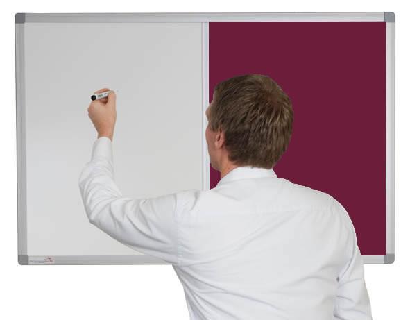 Combination non magnetic whiteboard with corded hessian plum