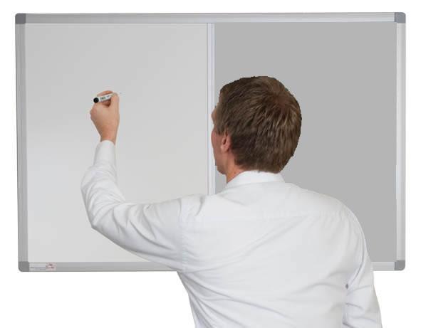 Combination non magnetic whiteboard with corded hessian silver