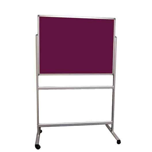 purple noticeboard on a stand