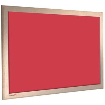 red noticeboard with wooden frame