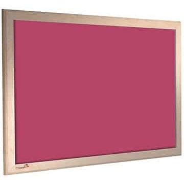 pink noticeboard with wooden frame